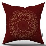 Kırmızı Bordo Ramazan Temalı Motif Desenli Dijital Baskılı Kırlent Kılıfı CGH1286