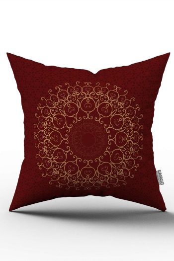 Kırmızı Bordo Ramazan Temalı Motif Desenli Dijital Baskılı Kırlent Kılıfı CGH1286