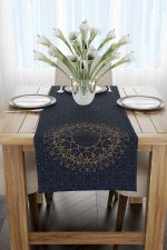 Lacivert Mavi Ramazan Temalı Motif Desenli Dijital Baskılı Runner CGH1288-RN - Görsel 2