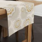 Bej Krem Ramazan Temalı Motif Desenli Dijital Baskılı Runner CGH1289-RN