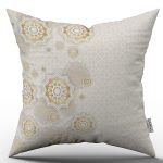 Bej Krem Ramazan Temalı Motif Desenli Dijital Baskılı Kırlent Kılıfı CGH1289
