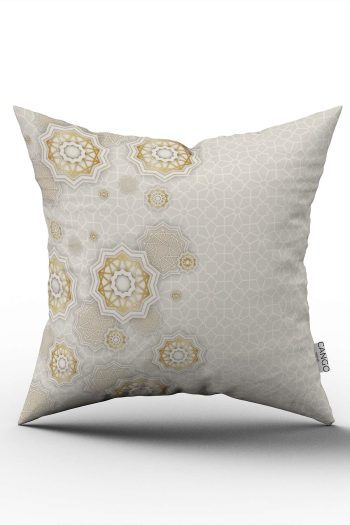 Bej Krem Ramazan Temalı Motif Desenli Dijital Baskılı Kırlent Kılıfı CGH1289