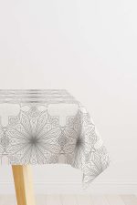 Siyah Beyaz Ramazan Temalı Desenli Dijital Baskılı Masaörtüsü CGH1291-MS