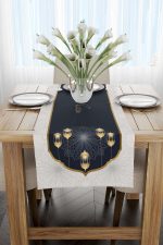 Lacivert Beyaz Ramazan Temalı Desenli Dijital Baskılı Runner CGH1293-RN - Görsel 2