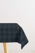 Lacivert Sarı Ramazan Temalı Dekoratif Desenli Dijital Baskılı Masaörtüsü CGH1295-MS