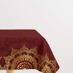 Kırmızı Bordo Ramazan Temalı Dekoratif Desenli Dijital Baskılı Masaörtüsü CGH1298-MS
