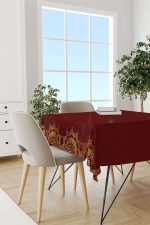 Kırmızı Bordo Ramazan Temalı Dekoratif Desenli Dijital Baskılı Masaörtüsü CGH1298-MS - Görsel 2