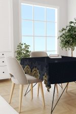 Kırmızı Bordo Ramazan Temalı Dekoratif Desenli Dijital Baskılı Masaörtüsü CGH1298-MS - Görsel 4