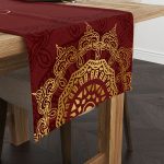 Kırmızı Bordo Ramazan Temalı Dekoratif Desenli Dijital Baskılı Runner CGH1298-RN