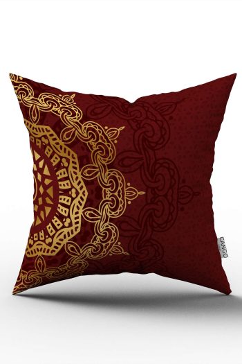Kırmızı Bordo Ramazan Temalı Dekoratif Desenli Dijital Baskılı Kırlent Kılıfı CGH1298