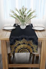 Lacivert Mavi Ramazan Temalı Dekoratif Desenli Dijital Baskılı Runner CGH1299-2-RN - Görsel 2