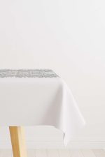 Turkuaz Gri Damask Desenli Masaörtüsü CGH130-MS