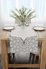 Gri Siyah Ramazan Temalı Dekoratif Mandala Desenli Dijital Baskılı Runner CGH1302-2-RN - Görsel 2