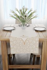 Krem Sarı Ramazan Temalı Dekoratif Mandala Desenli Dijital Baskılı Runner CGH1303-RN - Görsel 2
