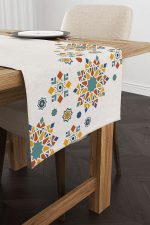 Krem Turuncu Ramazan Temalı Dekoratif Desenli Dijital Baskılı Runner CGH1304-RN