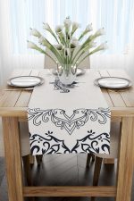 Lacivert Gri Ramazan Temalı Dekoratif Desenli Dijital Baskılı Runner CGH1305-RN - Görsel 2