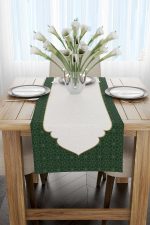 Yeşil Beyaz Ramazan Temalı Dekoratif Desenli Dijital Baskılı Runner CGH1308-2-RN - Görsel 2