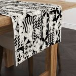 Siyah Krem Dekoratif Geometrik Runner - CGH131-RN
