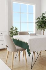 Yeşil Beyaz Ramazan Temalı Dekoratif Desenli Dijital Baskılı Masaörtüsü CGH1311-MS - Görsel 2