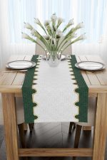Yeşil Beyaz Ramazan Temalı Dekoratif Desenli Dijital Baskılı Runner CGH1311-RN - Görsel 2