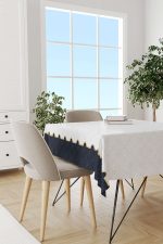 Lacivert Beyaz Ramazan Temalı Dekoratif Desenli Dijital Baskılı Masaörtüsü CGH1312-MS - Görsel 2