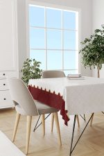 Kırmızı Beyaz Ramazan Temalı Dekoratif Desenli Dijital Baskılı Masaörtüsü CGH1313-MS - Görsel 2