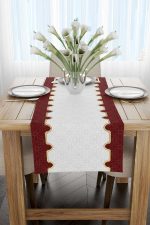 Kırmızı Beyaz Ramazan Temalı Dekoratif Desenli Dijital Baskılı Runner CGH1313-RN - Görsel 2