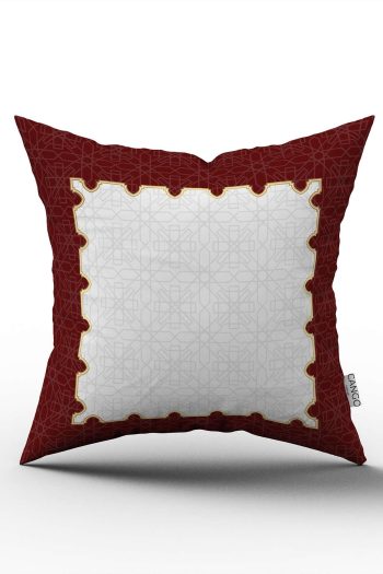 Kırmızı Beyaz Ramazan Temalı Dekoratif Desenli Dijital Baskılı Kırlent Kılıfı CGH1313