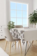 Kahverengi Mavi Ramazan Temalı Dekoratif Desenli Dijital Baskılı Masaörtüsü CGH1316-MS - Görsel 2