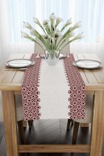 Bordo Krem Ramazan Temalı Dekoratif Desenli Dijital Baskılı Runner CGH1318-RN - Görsel 2