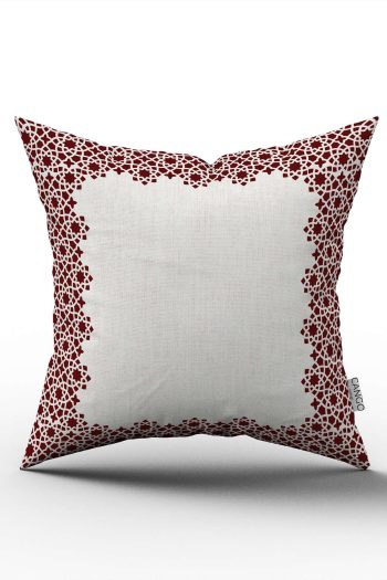 Bordo Krem Ramazan Temalı Dekoratif Desenli Dijital Baskılı Kırlent Kılıfı CGH1318
