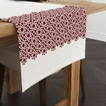 Bordo Krem Ramazan Temalı Dekoratif Desenli Dijital Baskılı Runner CGH1321-RN