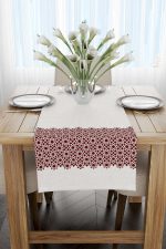 Bordo Krem Ramazan Temalı Dekoratif Desenli Dijital Baskılı Runner CGH1321-RN - Görsel 2