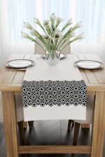 Siyah Krem Ramazan Temalı Dekoratif Desenli Dijital Baskılı Runner CGH1322-RN - Görsel 2