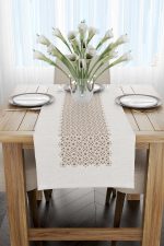 Kahverengi Krem Ramazan Temalı Dekoratif Desenli Dijital Baskılı Runner CGH1324-RN - Görsel 2