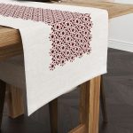 Bordo Krem Ramazan Temalı Dekoratif Desenli Dijital Baskılı Runner CGH1325-RN