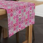 Pembe Gri Ramazan Temalı Dekoratif Desenli Dijital Baskılı Runner CGH1327-RN