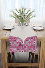 Pembe Gri Ramazan Temalı Dekoratif Desenli Dijital Baskılı Runner CGH1328-RN - Görsel 2