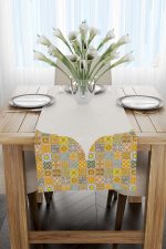 Sarı Gri Ramazan Temalı Dekoratif Desenli Dijital Baskılı Runner CGH1330-RN - Görsel 2