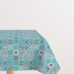 Mavi Gri Ramazan Temalı Dekoratif Desenli Dijital Baskılı Masaörtüsü CGH1331-MS