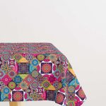 Pembe Mor Ramazan Temalı Motif Desenli Dijital Baskılı Masaörtüsü CGH1335-MS