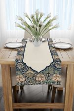 Krem Lacivert Ramazan Temalı Çiçek Desenli Dijital Baskılı Runner CGH1338-RN - Görsel 2