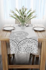 Gri Siyah Ramazan Temalı Motif Desenli Dijital Baskılı Runner CGH1340-RN - Görsel 2