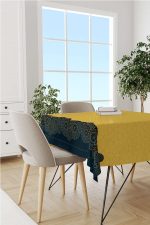 Lacivert Sarı Ramazan Temalı Dekoratif Desenli Dijital Baskılı Masaörtüsü CGH1342-MS - Görsel 2