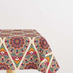 Turuncu Pembe Ramazan Temalı Mandala Desenli Dijital Baskılı Masaörtüsü CGH1343-MS