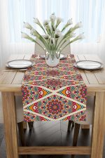 Turuncu Pembe Ramazan Temalı Mandala Desenli Dijital Baskılı Runner CGH1343-RN - Görsel 2