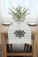 Gri Siyah Ramazan Temalı Dekoratif Desenli Dijital Baskılı Runner CGH1344-RN - Görsel 2