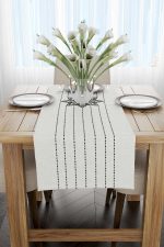 Gri Siyah Ramazan Temalı Dekoratif Desenli Dijital Baskılı Runner CGH1345-RN - Görsel 2