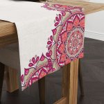 Krem Pembe Ramazan Temalı Mandala Motif Desenli Dijital Baskılı Runner CGH1346-RN