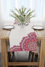 Krem Pembe Ramazan Temalı Mandala Motif Desenli Dijital Baskılı Runner CGH1346-RN - Görsel 2